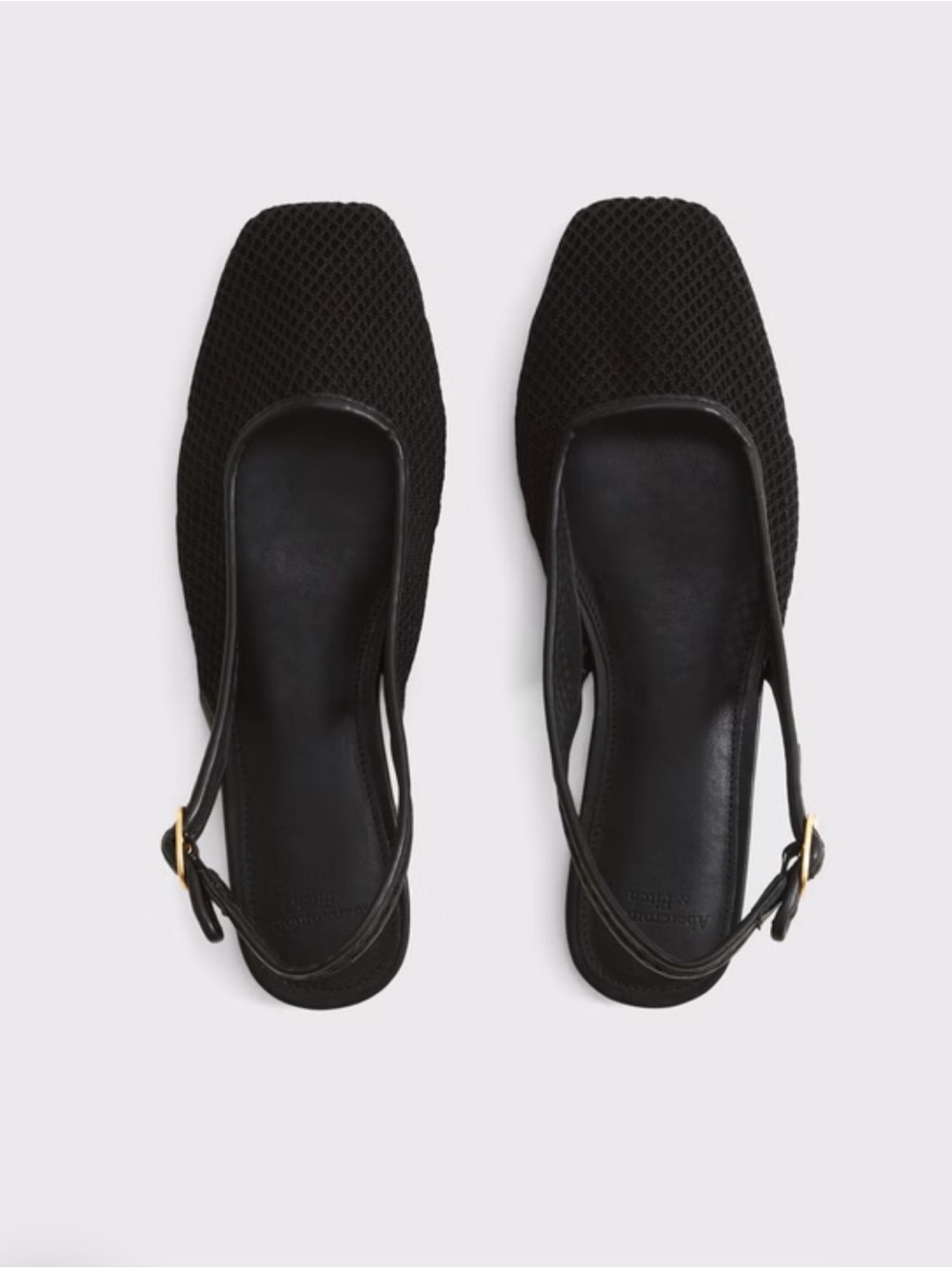 Abercrombie & Fitch Black Mesh Slingback Flats with Gold Buckles